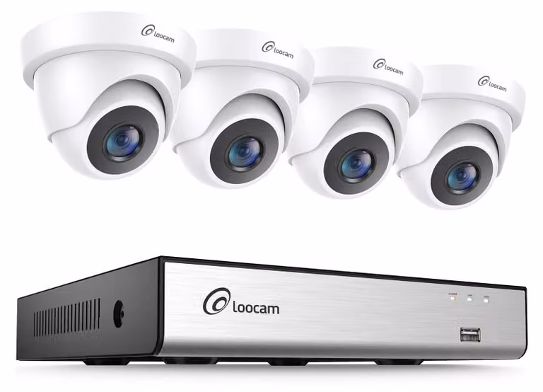Sistema di telecamere di sicurezza: 4 telecamere da 2MP - 1080p - Cablate - Visione notturna - Rilevamento tramite intelligenza artificiale - Adatte per interni ed esterni
