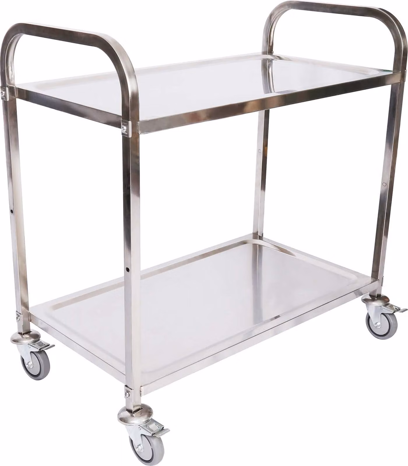 Carrello di servizio in acciaio inox 2 ripiani fino a 150 kg Carrello da cucina Carrello rotante Ruote scorrevoli con freno