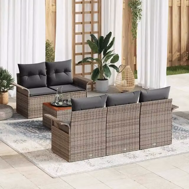 Set Divano da Giardino 6 pz Grigio polyrattan 3347265