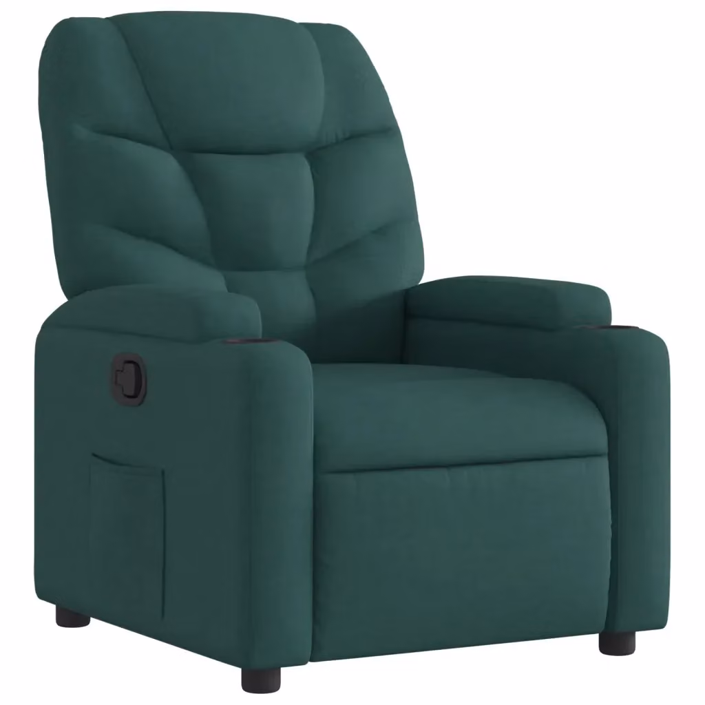 Poltrona Reclinabile Relax vidaXL in Tessuto Verde con Braccioli e Regolazione Manuale – 2