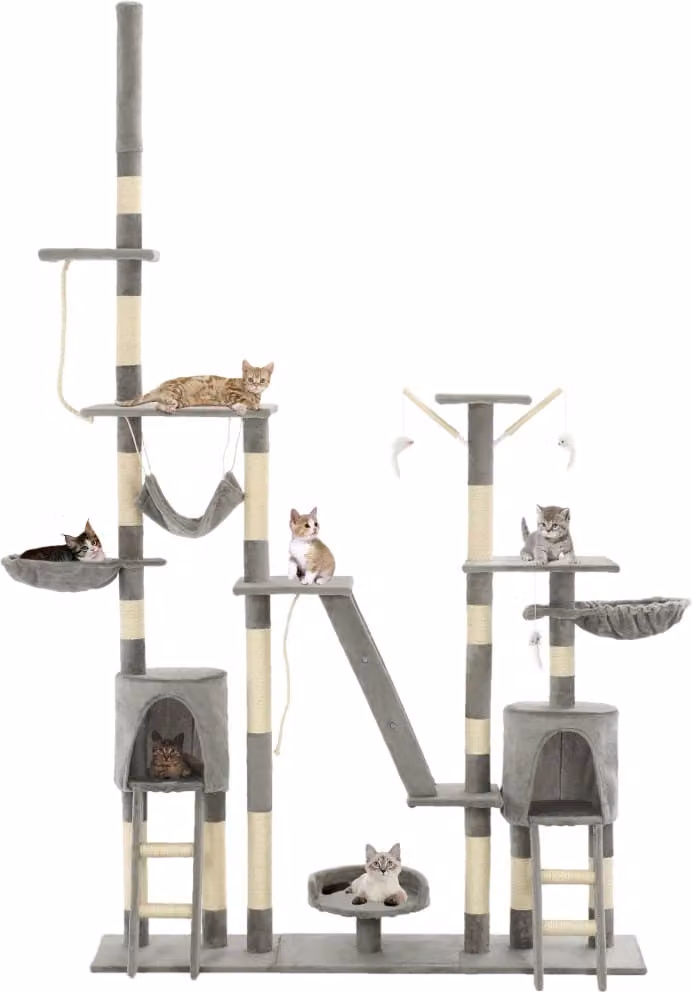 Albero per Gatti con Tiragraffi in Sisal 230-250 cm Grigio