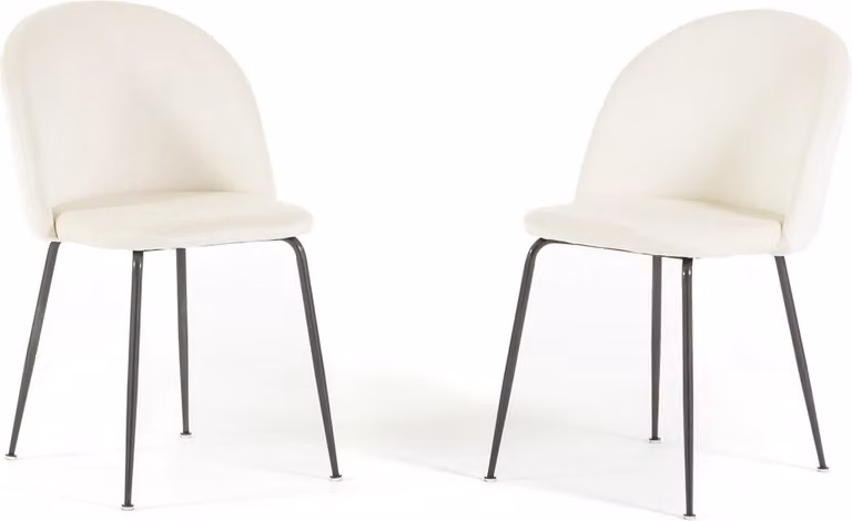 Set di 2 sedie da pranzo imbottite, gambe in metallo, design elegante per cucina, sala da pranzo, bar e ristoranti SARA - Bianco/grigio scuro