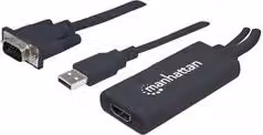 Convertitore video Manhattan da VGA e USB a HDMI, colore nero