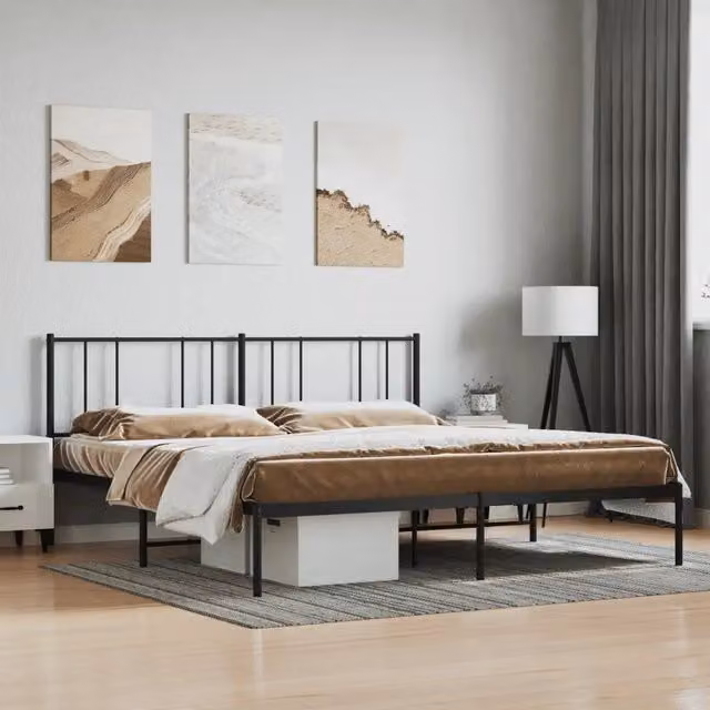 Letto con testiera in metallo nero vidaXL L/P: 180 x 200 cm – 1