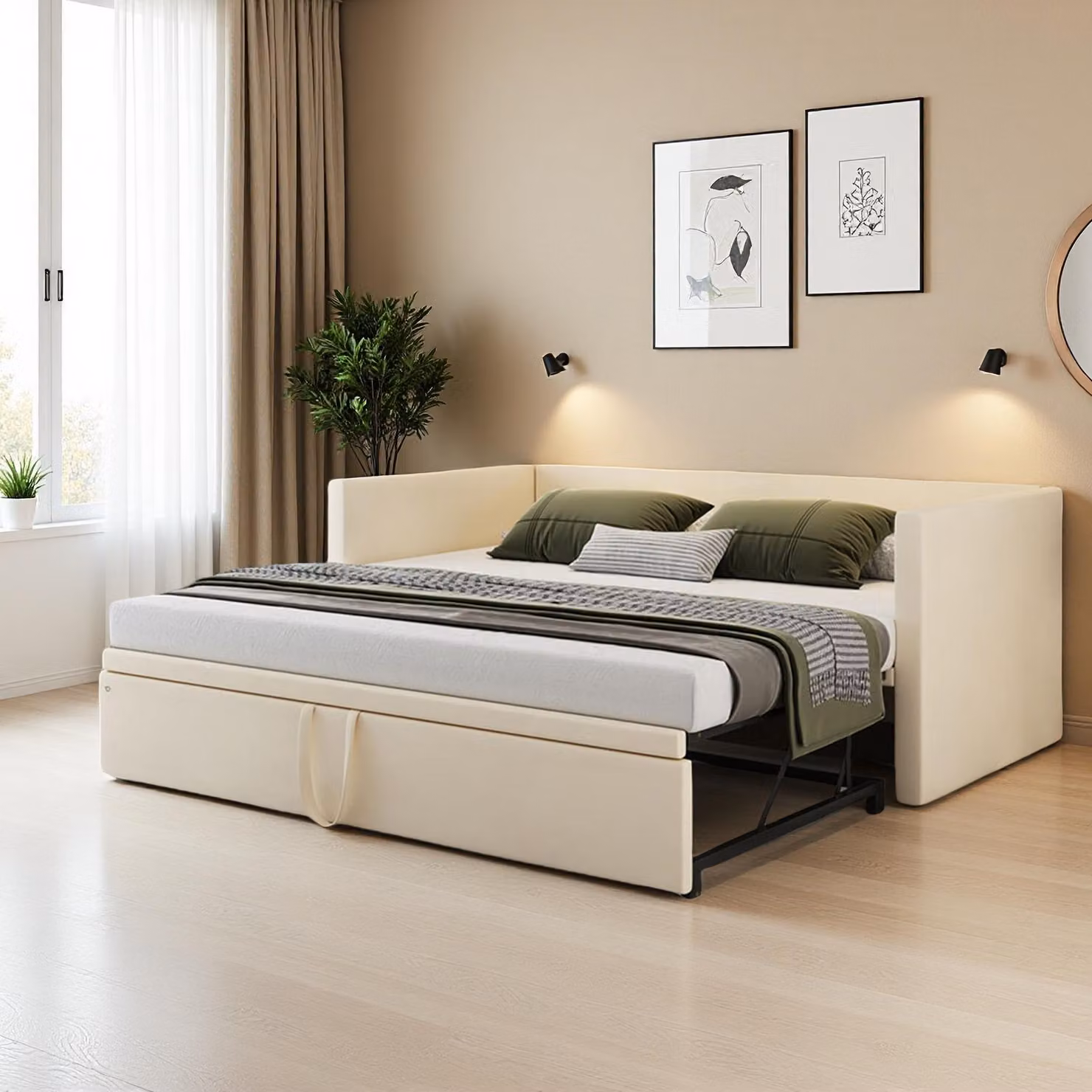 Divano letto ProximaX, pieghevole, 2 posti, 90/180 x 200 cm, struttura letto, 2 posti, pieghevole, con rete a doghe, estensibile, velluto (grigio)