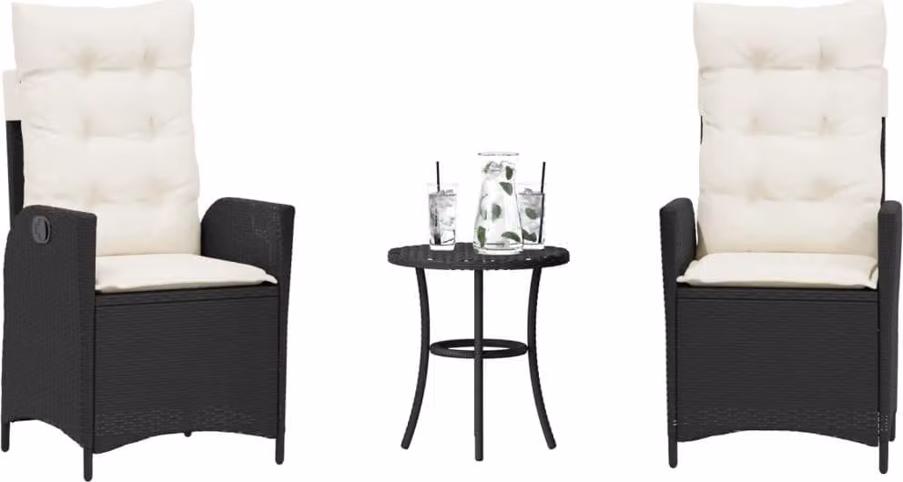 Maison Exclusive - Set da bistrot 3 pezzi con cuscini Nero Poly Rattan