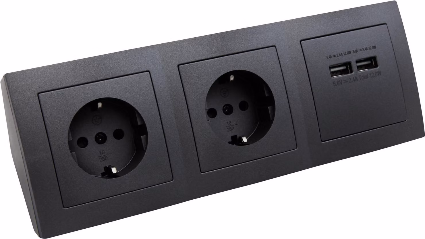 Blocco prese McPower "Flair", antracite, opaco, contatto di terra a 2 vie + 2x USB