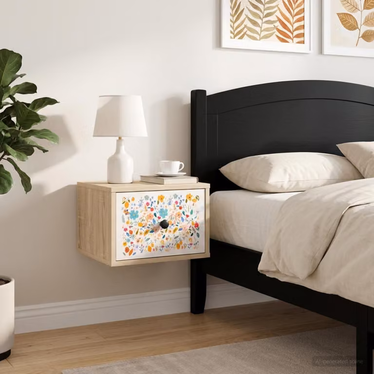 Set di 2 comodini sospesi vidaXL MAINZ in Rovere Sonoma e Nero