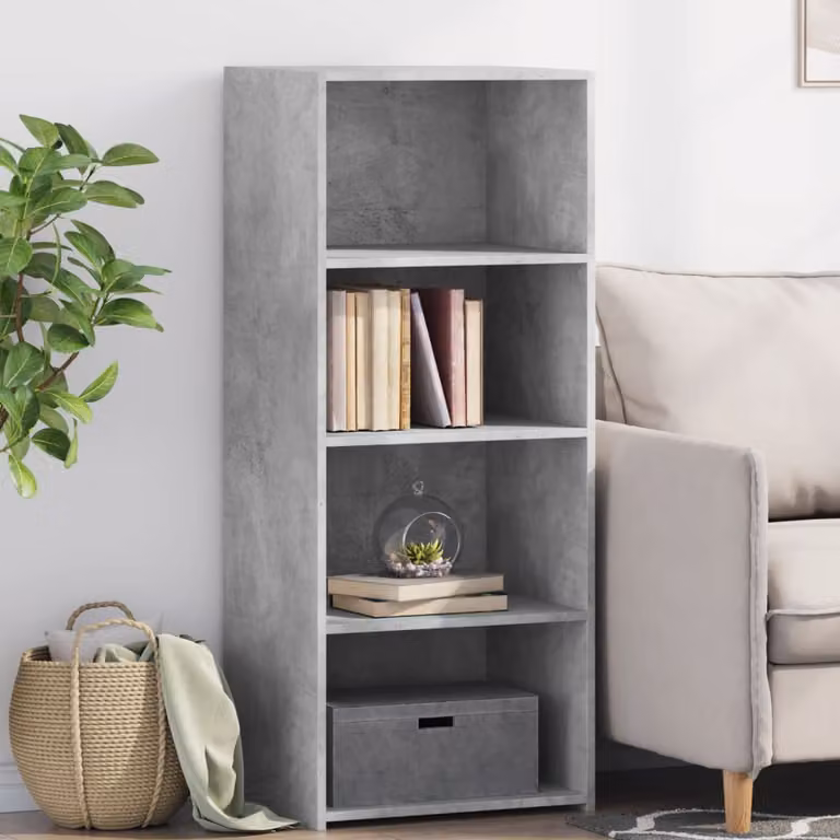 Credenza moderna vidaXL in legno multistrato grigio cemento L: 50 cm, P: 41 cm, H: 124 cm