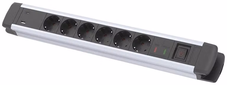Multipresa Fortis a 6 prese H05VV-F3G1,5, 1,6 m con USB