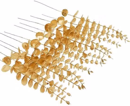 Bastoncini di eucalipto artificiali - Facili da curare - Set da 24 pezzi - Dorati - 38 cm