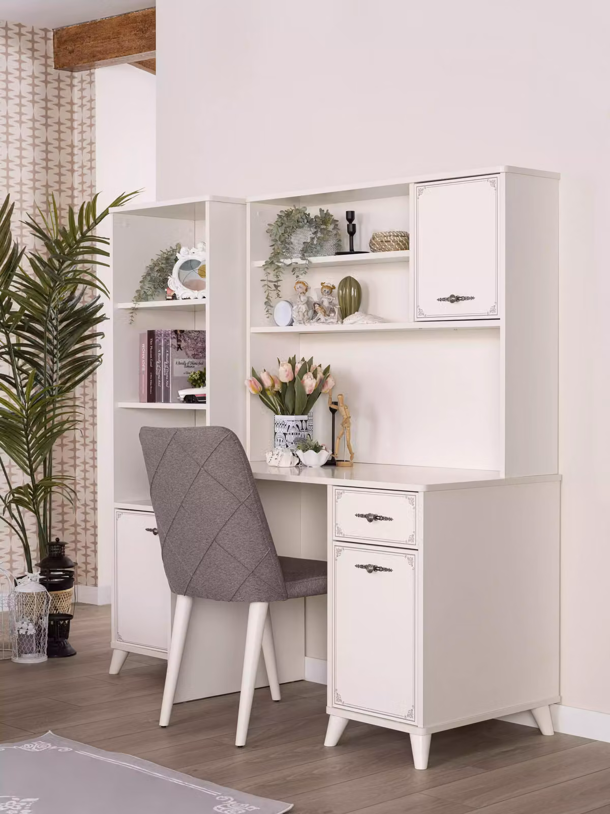 Gruppe Computertisch Schreibtisch Set Holz Bücherregal Weiß 3tlg Regal