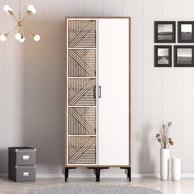 Skye Decor, armadio di alta qualità, noce e bianco, 80 cm, 201,4 cm | 100% melaminico