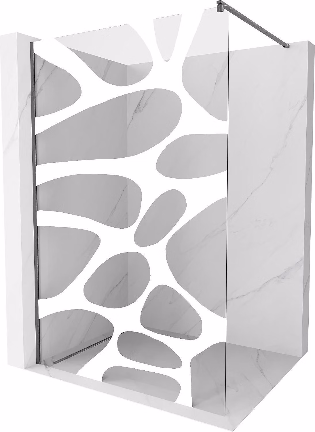 Mexen Kioto parete doccia Walk-in 90 x 200 cm, onda bianca 8 mm, grigio canna di fucile spazzolato - 800-090-101-66-97