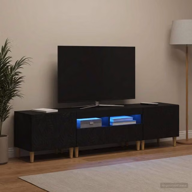 Mobile TV LED a 3 pezzi DELFT Nero Legno ingegnerizzato 3416757