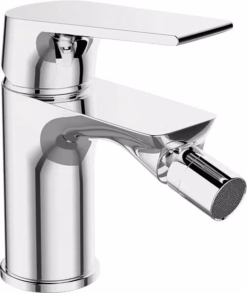 Miscelatore bidet verticale di design con tappo di scarico ad azionamento meccanico cromo