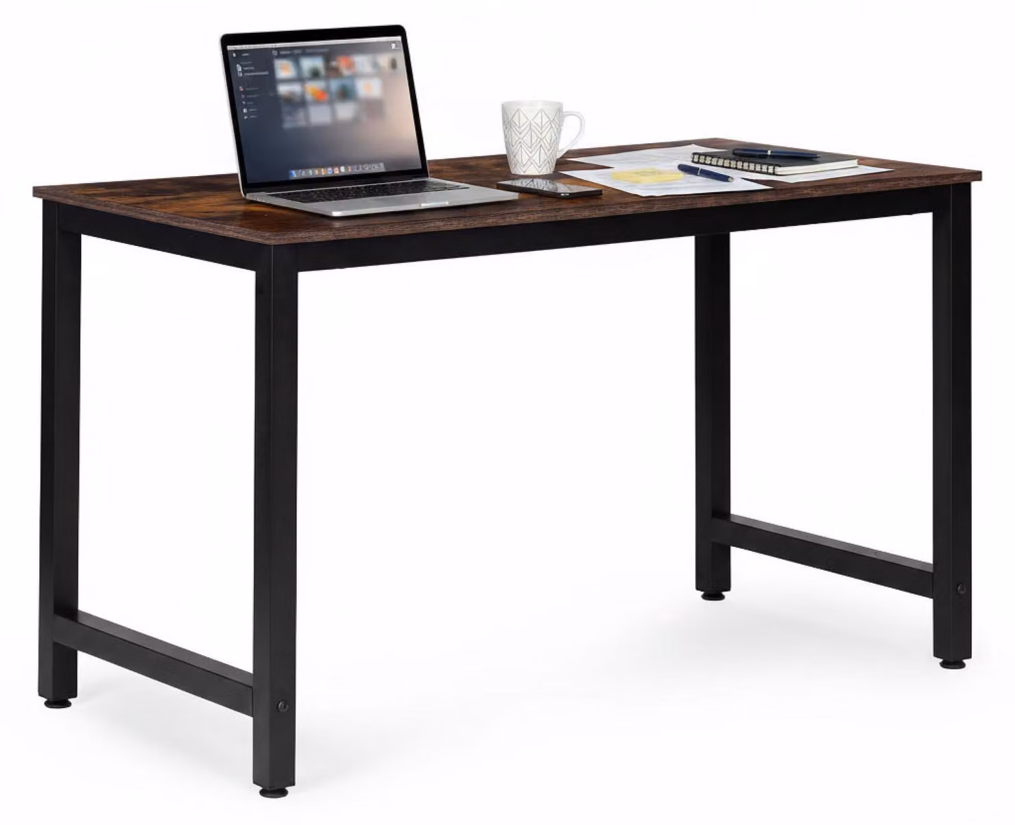 Scrivania per computer scolastica, tavolo 120x60 cm, finitura effetto legno invecchiato, noce, ModernHome
