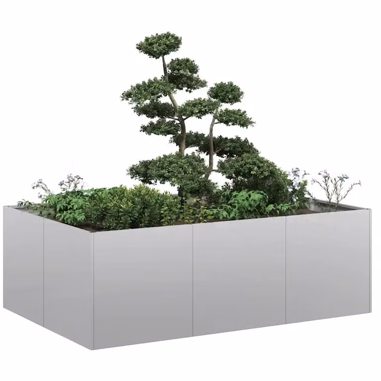Fioriera aiuola rialzata vidaXL in acciaio zincato grigio L: 120 cm, P: 80 cm, H: 40 cm