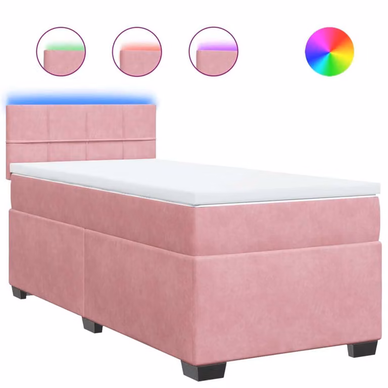 Giroletto a Molle con Materasso Rosa 80x200 cm in Velluto