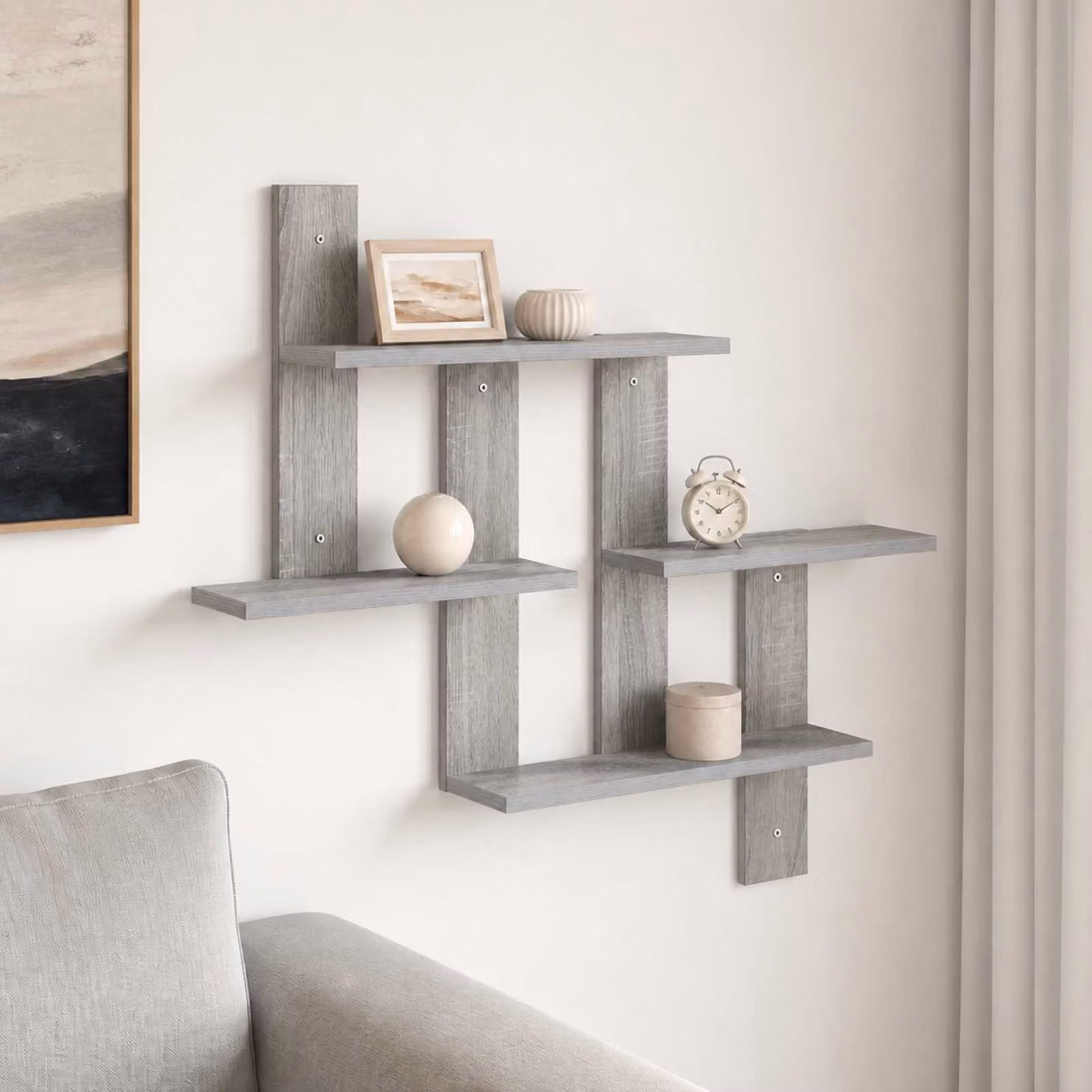 Scaffale da parete moderno vidaXL in MDF grigio L: 85 cm, P: 13,5 cm, H: 73,5 cm
