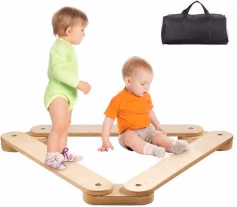 Set di 3 Trave di Equilibrio Impilabili VEVOR Multicolore in Legno per Bambini Montessori per lo Sviluppo della Coordinazione Motoria