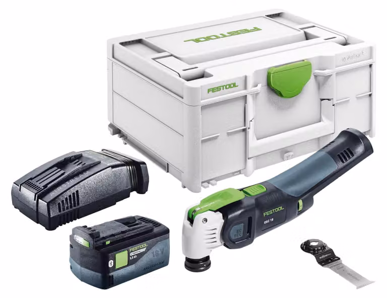 Festool OSC 18 E-Basic Oscillatore a batteria 18 V Starlock Max Brushless + 1x batteria 5,0 Ah + caricabatterie rapido + Systainer