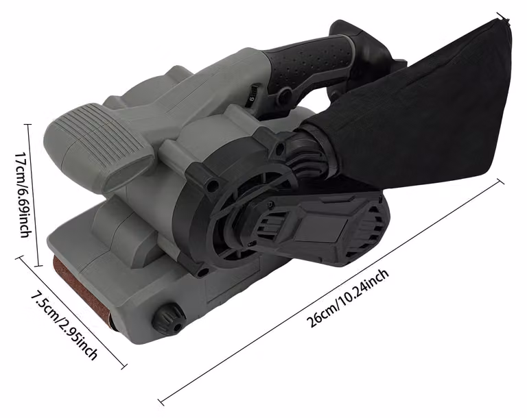 Levigatrice a nastro a batteria - 20V, 6 velocità - Potenza equivalente: 1200W - Nastro abrasivo: 76x533 mm - Materiale: ABS - Adatta per legno e metallo
