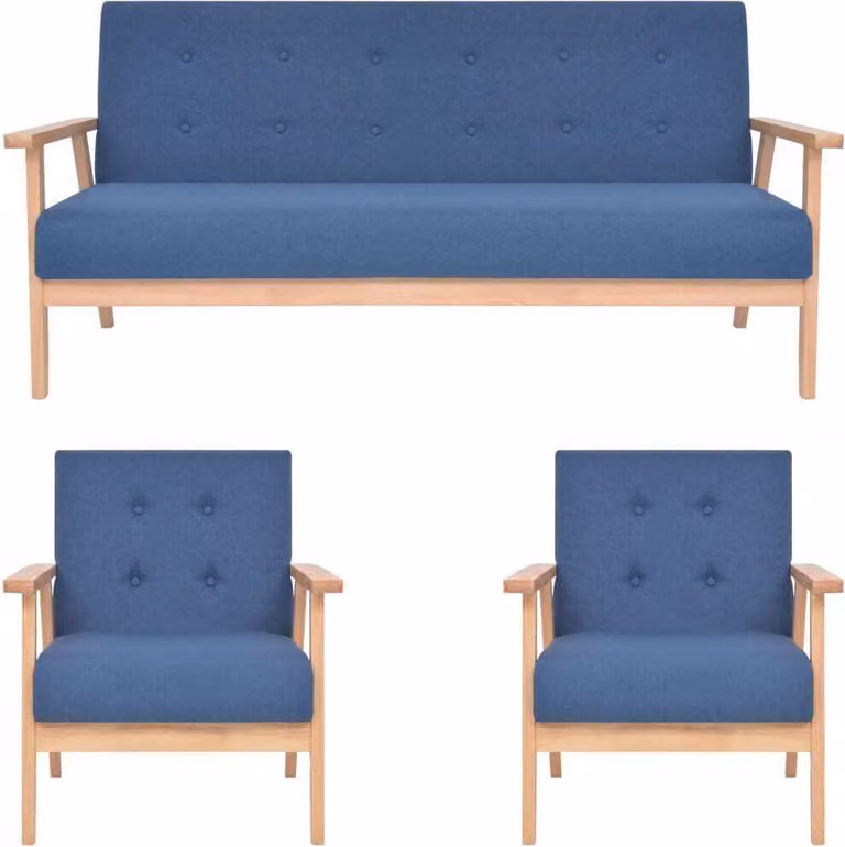 Maison Exclusive - Set di Divani 3 pz in Tessuto Blu
