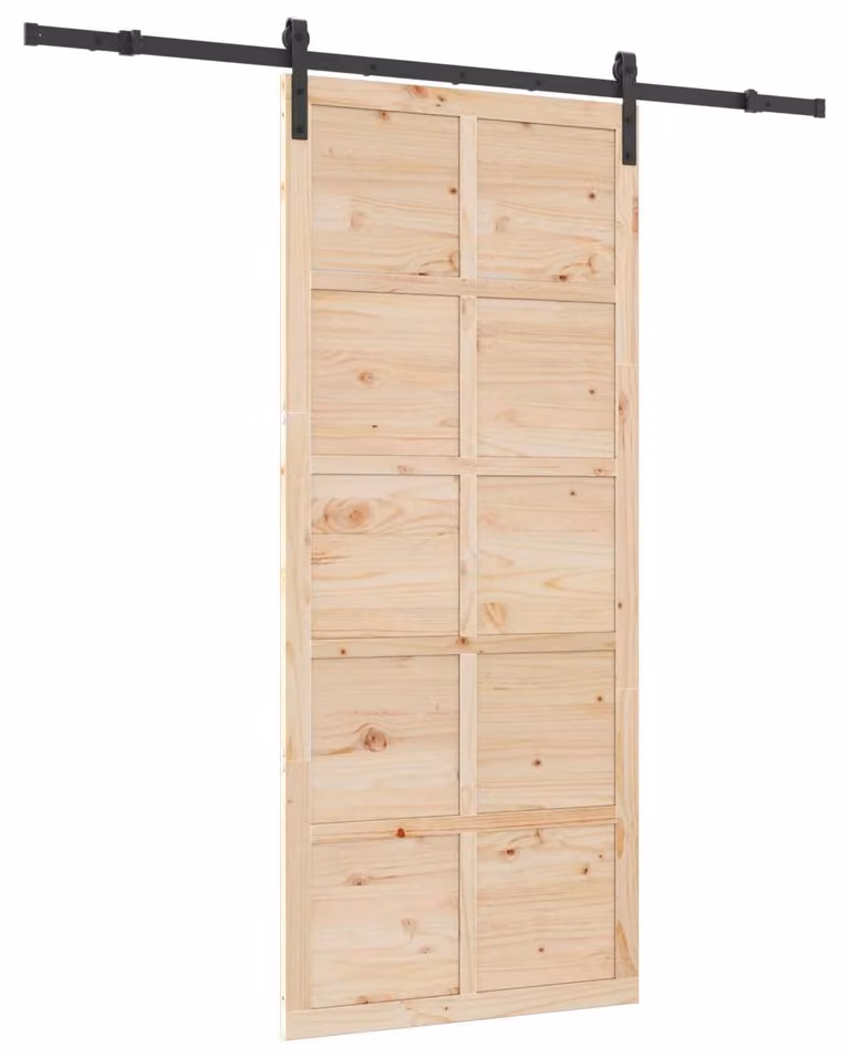 Porta scorrevole Naturale 100 x 208 cm Legno Massello di Pino