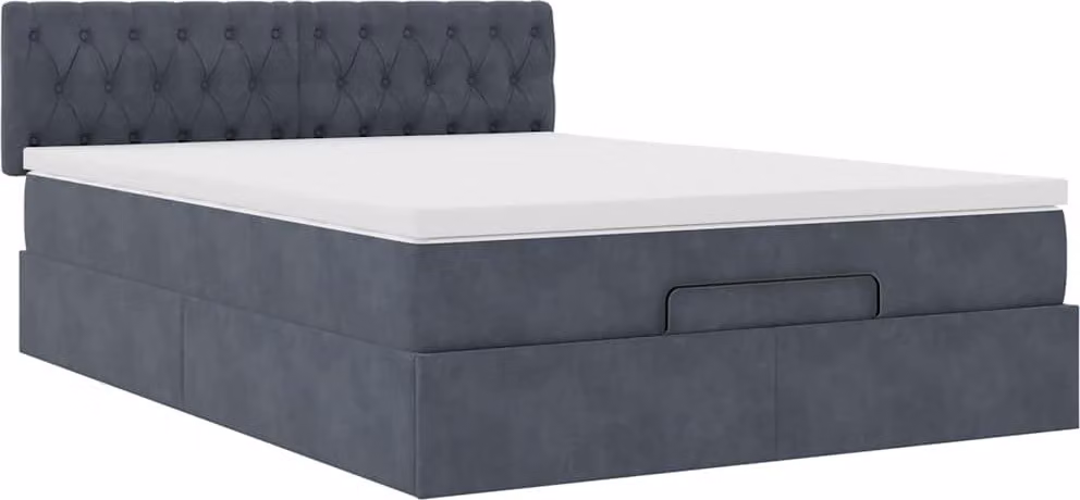 Struttura Letto Pouf con Materasso 140x190 cm Velluto
