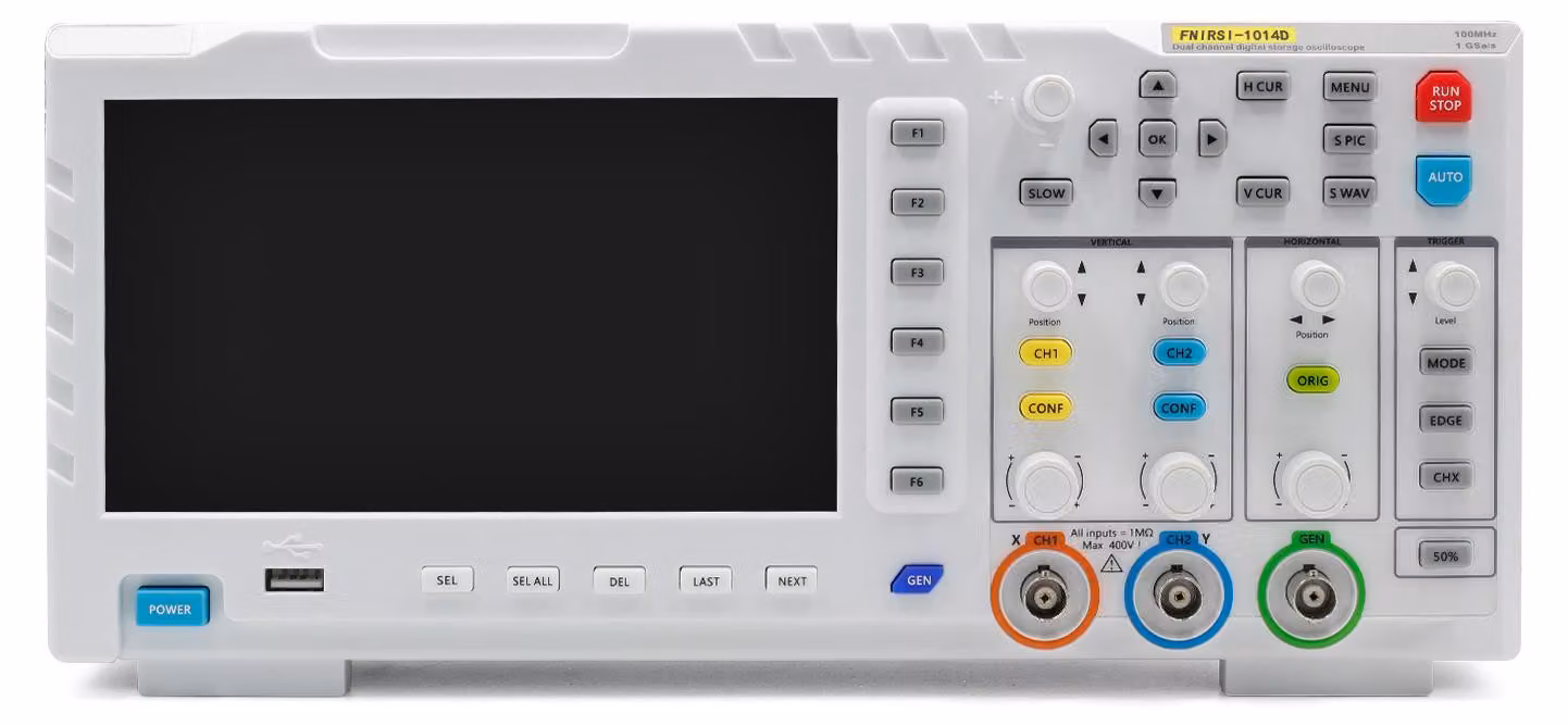 Oscilloscopio digitale a 2 canali - 100 MHz - 1 GSA/s - Schermo LCD da 7 pollici - Modello da tavolo