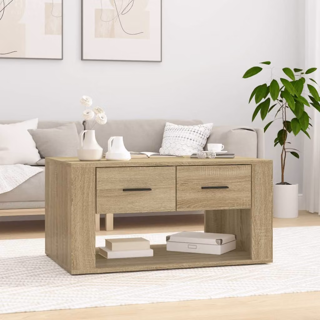 The Living Store tavolino in rovere Sonoma 80x50x40 cm materiale a base di legno