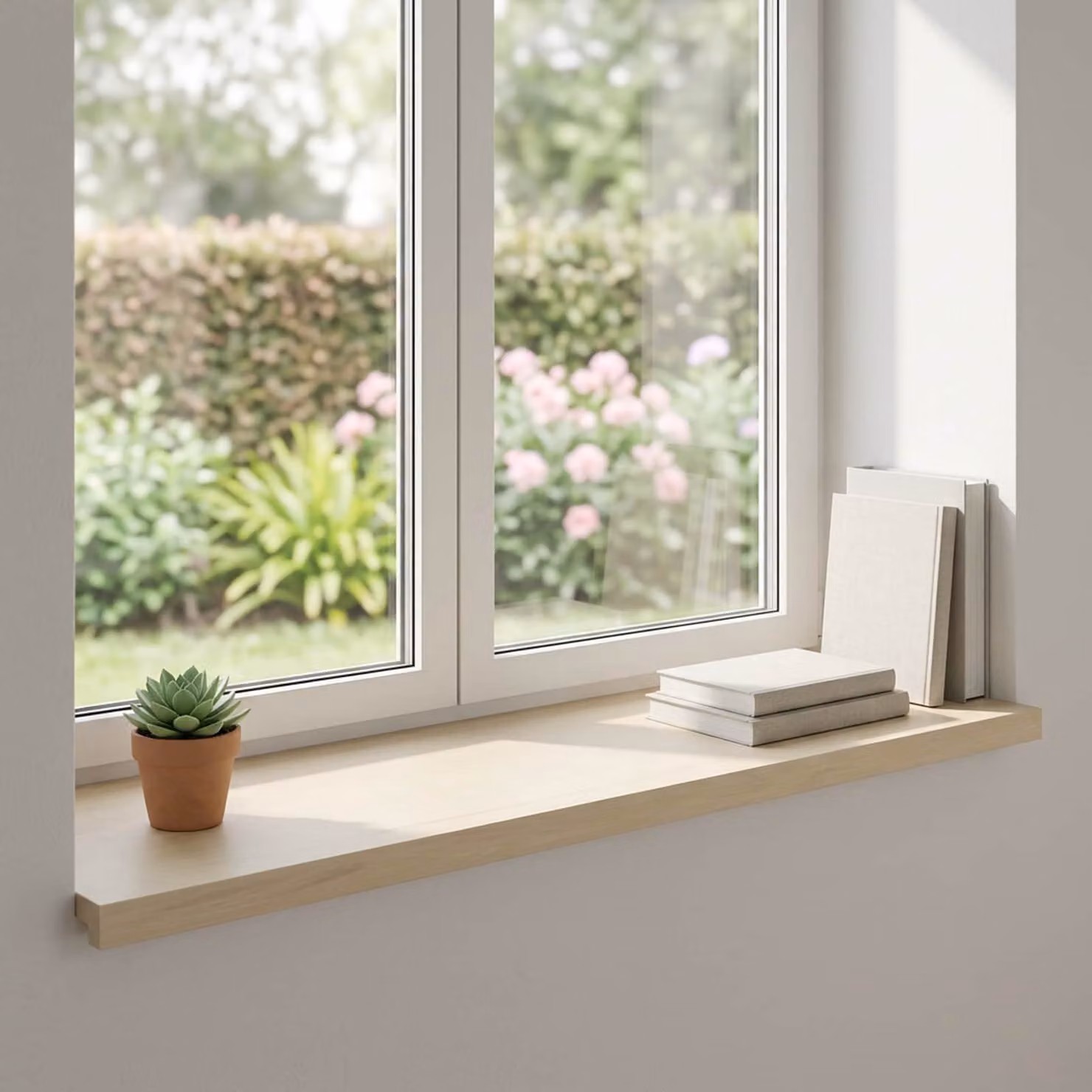 Set di 2 soglie per finestre vidaXL in legno, colore bianco, L 90 x P 40 x H 2 cm