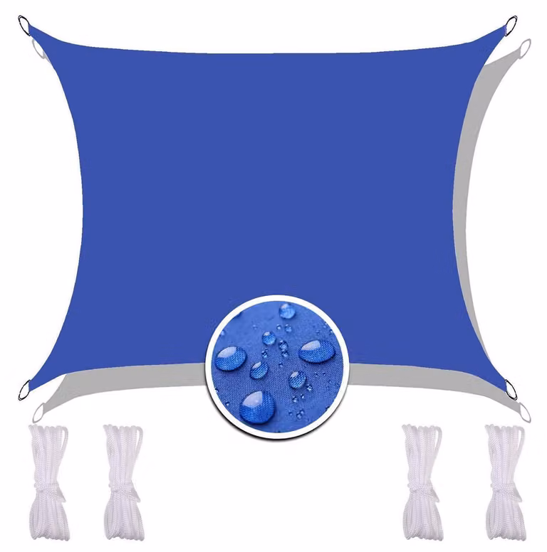 Telo ombreggiante rettangolare, impermeabile, 2x3 metri, protezione UV, colore blu navy, con corda per il fissaggio