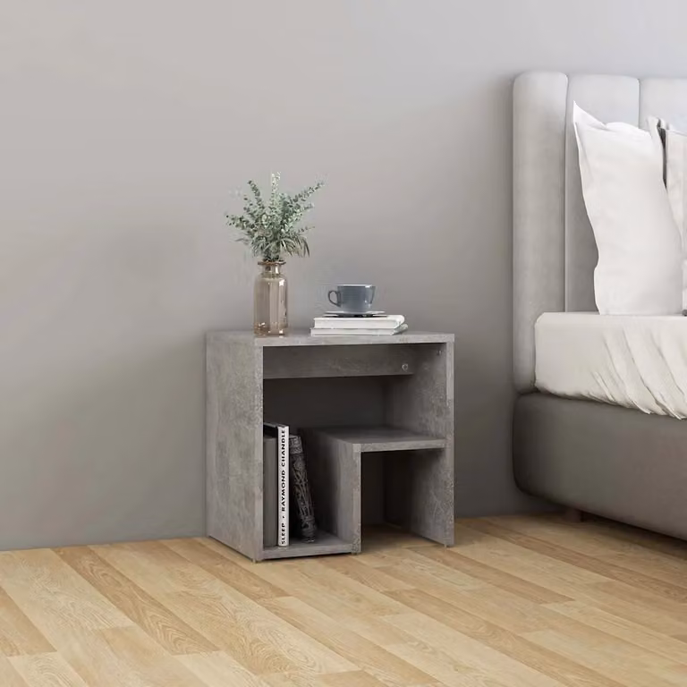 Comodino moderno vidaXL in legno e MDF, colore grigio, L 40 cm x P 30 cm x H 40 cm