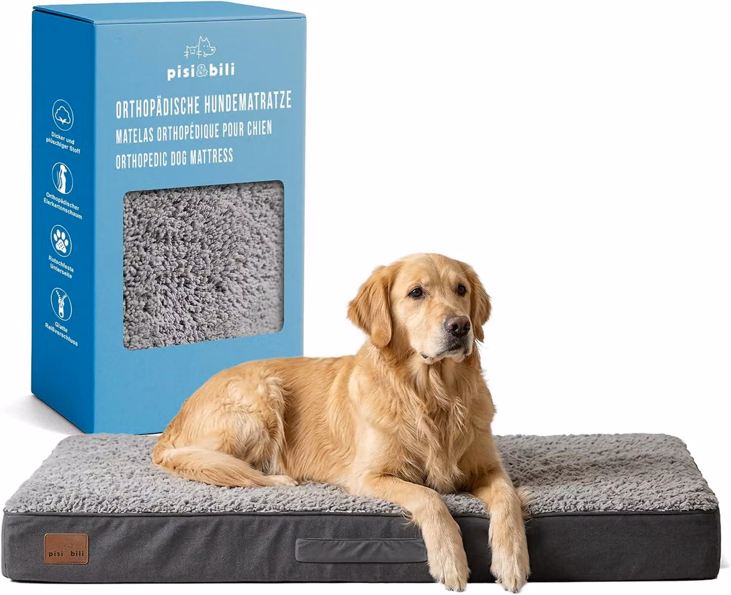 Cuccia ortopedica per cani, 112 x 81 x 9 cm, materasso per cani, grigio, per uso interno