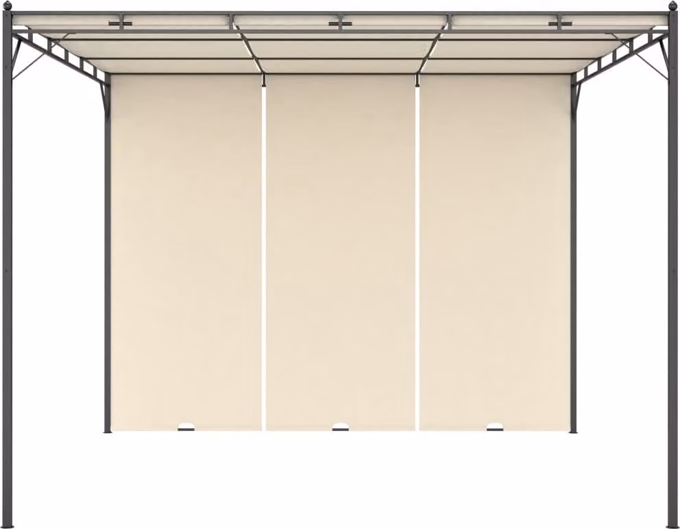 Gazebo da Giardino con Tenda Laterale 3x3x2,25m Crema