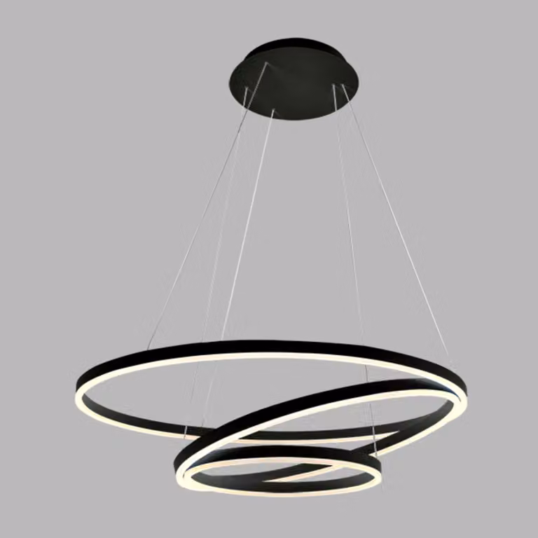 Lampadario LED dimmerabile CIRCLE 3, variante: Ø 800 x 2500 mm, 136 W, nero, TRIAC