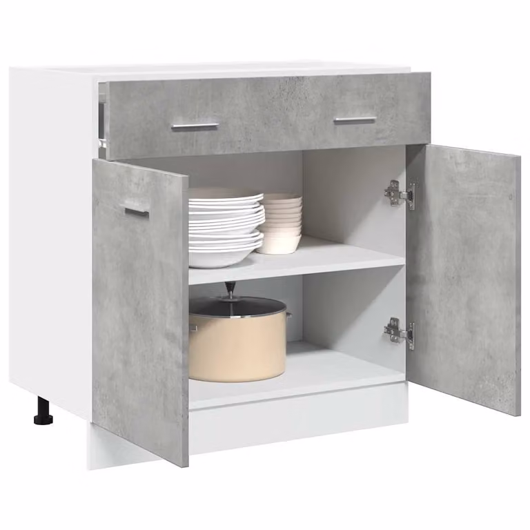 Armadio inferiore con cassetto Lyon vidaXL Grigio Cemento L: 80 cm, P: 46 cm, H: 81,5 cm