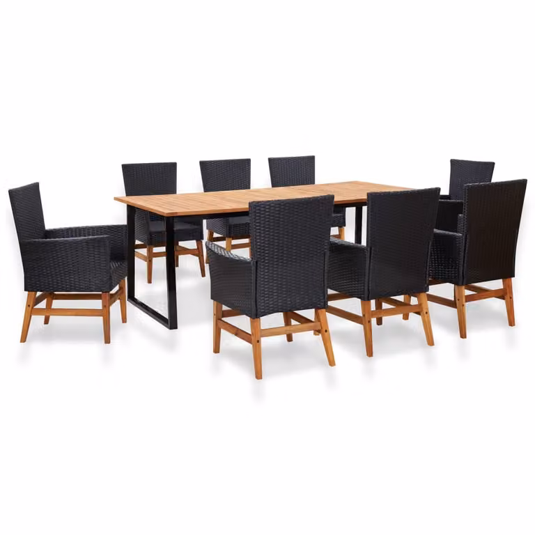 Maison Exclusive - Set da pranzo da giardino a 9 pezzi in rattan sintetico e legno di acacia nero