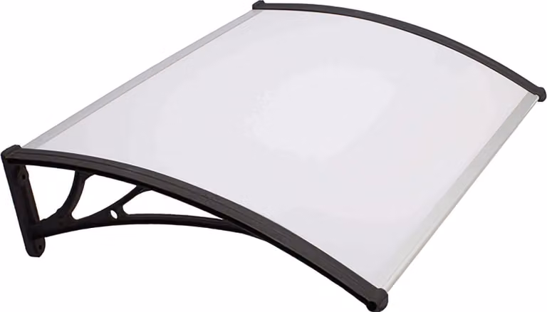 Milani Home - pensilina ingresso in policarbonato trasparente 80 x 120 cm, copertura porta esterno ultraresistente