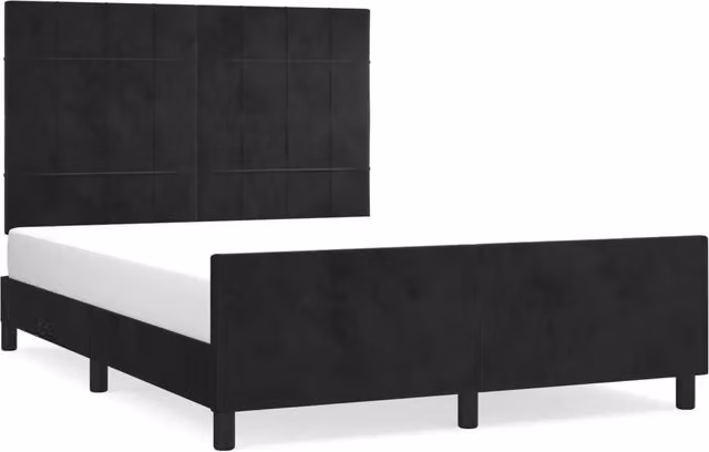 Letto matrimoniale | Letto per adulti | Giroletto senza Materasso Nero 140x190 cm in Velluto