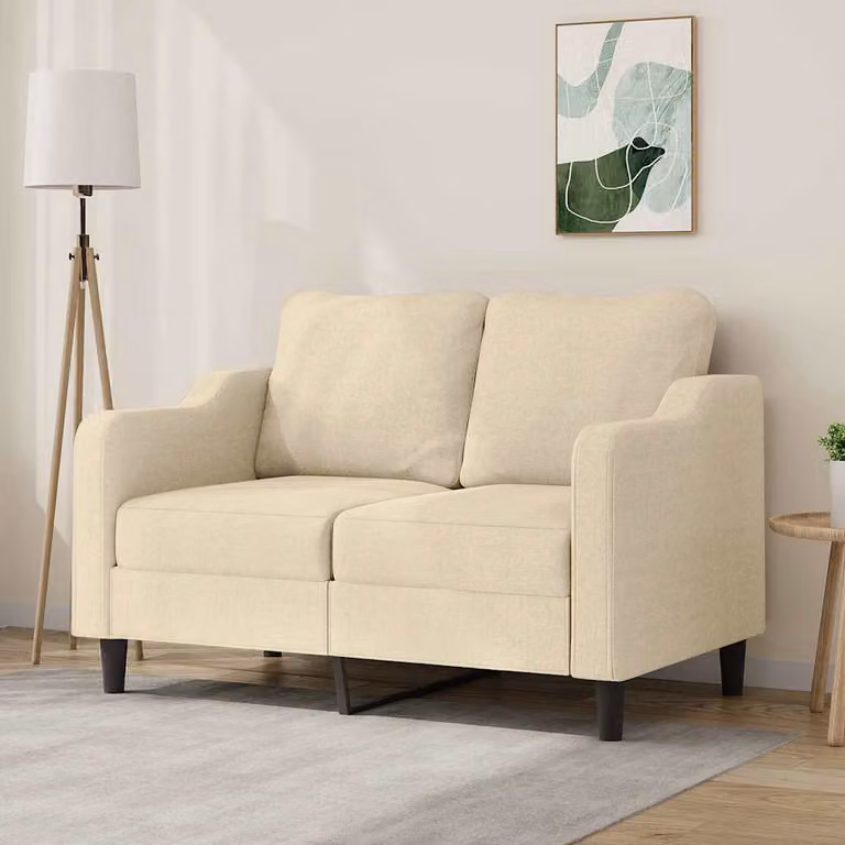 vidaXL Divano Moderno a 2 Posti in Tessuto Beige con Struttura in Metallo per il tuo Soggiorno L: 138 cm, P: 80 cm, H: 77 cm