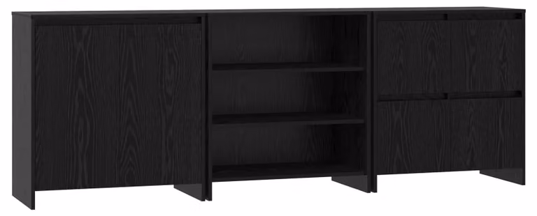 Credenza 3 pcs Rovere Nero 70 x 41 x 75 cm Legno multistrato