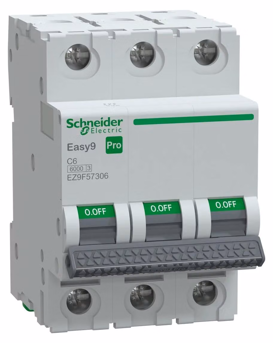 Interruttore automatico EZ9F, serie C, 6A, 3 poli, 3 moduli, 6kA, Easy 9 PRO