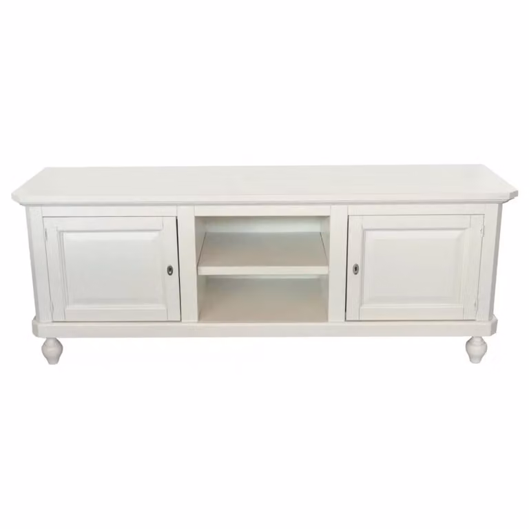 Porta TV in legno stile shabby chic bianco con 2 ante Mobili 2G L/P/H: 150 x 43 x 56 cm