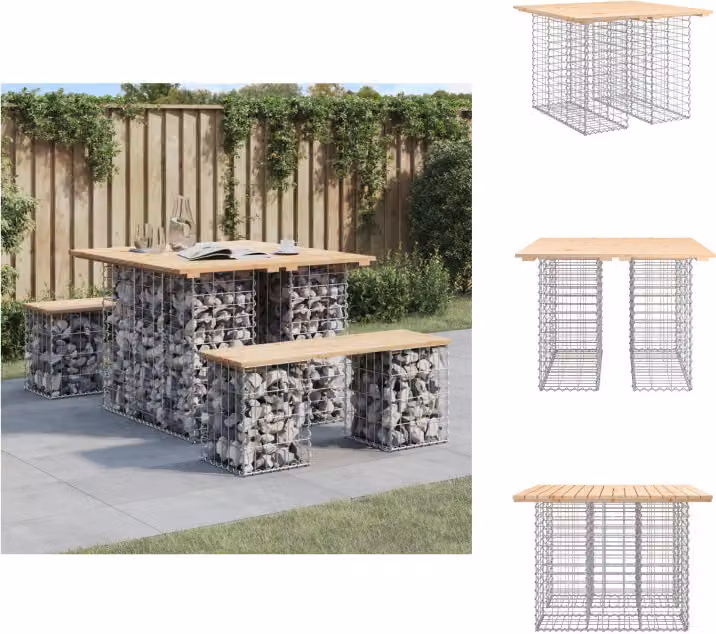 vidaXL Panchina da giardino in gabbione 100x102x72 cm in legno di pino massiccio - Panchine da giardino