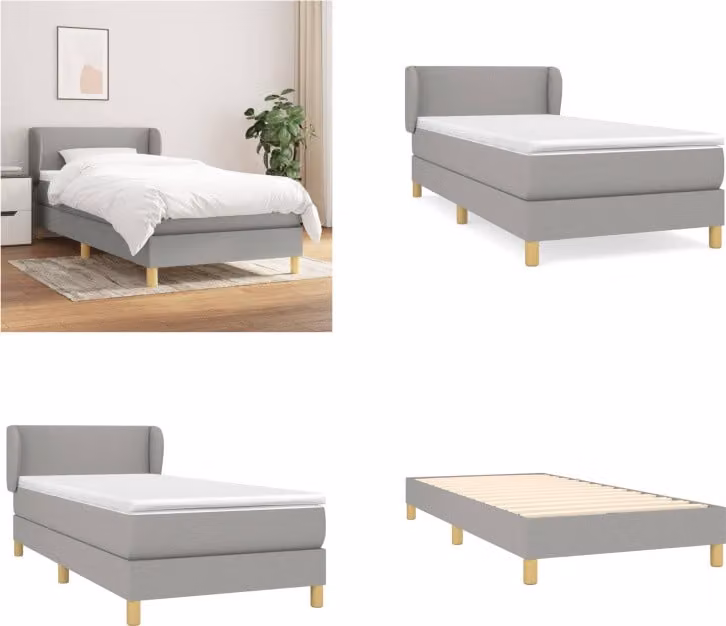 vidaXL Letto boxspring con materasso in tessuto grigio chiaro 100x200 cm - Letto boxspring - Boxspringbetten - Bett - Schlafzimmermöbel