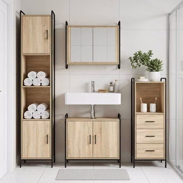 Set di Armadi da Bagno 3 pz Rovere Sonoma 40 x 36 x 109,5 cm 3444520