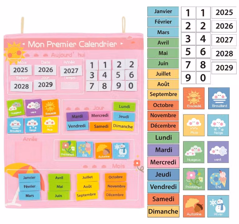 Calendario da parete in feltro educativo per bambini